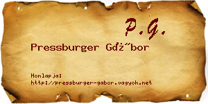 Pressburger Gábor névjegykártya